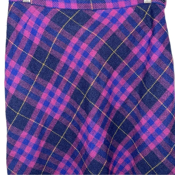 Charme Vintage 2-Piece Set Size 6 US Petite Pink Blue Plaid Wool Skirt Blazer - Picture 9 of 11